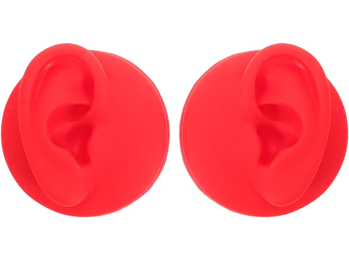 Conjunto De 2 Protetores Auriculares De Silicone Macio Vermelho, Esquerdo E Direito.