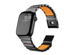Bracelete para Apple Watch 46/49/45/44mm Aço Inoxidável com Fecho Magnético Norman Preto e Laranja XIAOMOYU