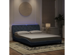 Estrutura De Cama C/ Luzes Led 160x200cm Veludo Cinzento-escuro