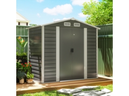 Abrigo de Jardim Aço Galvanizado Cor Cinzento 213x120x166/194 cm Outsunny