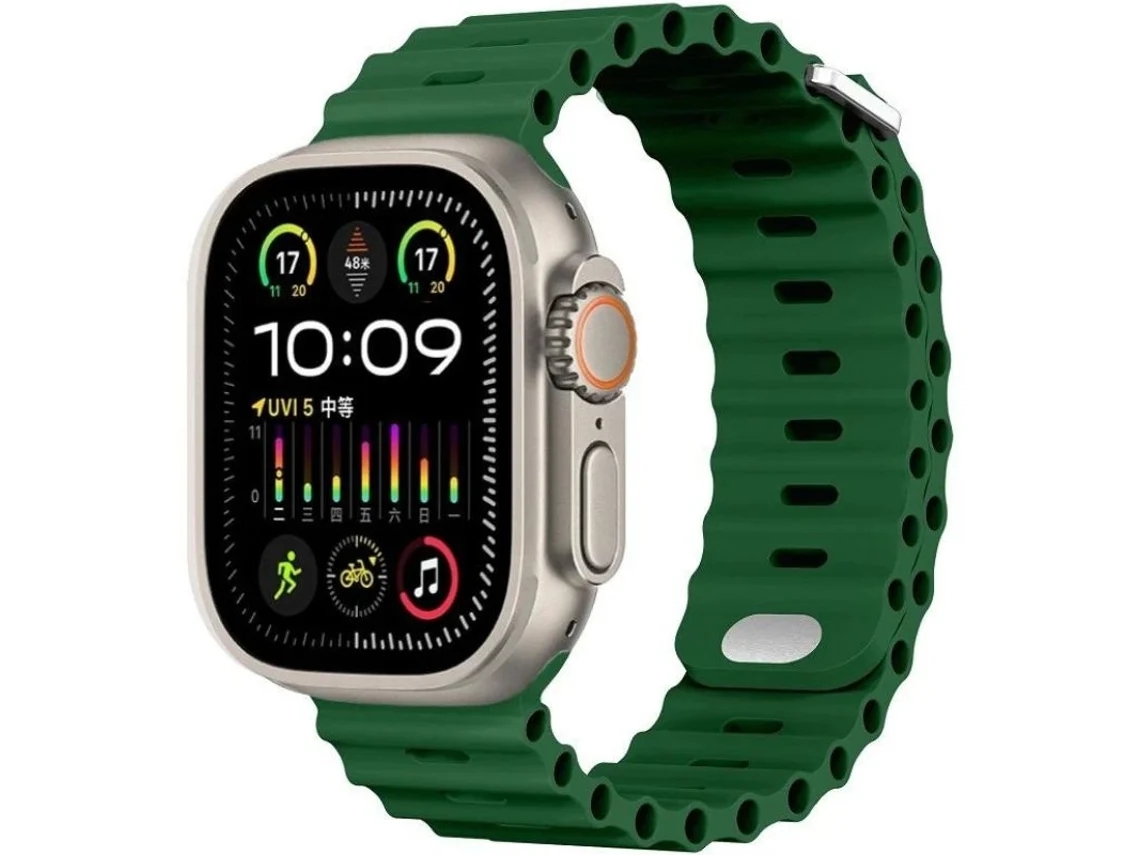 Pulseira ORYSIN Ocean Waves para Apple Watch Series 7 41mm, design verde, resistente e elegante.