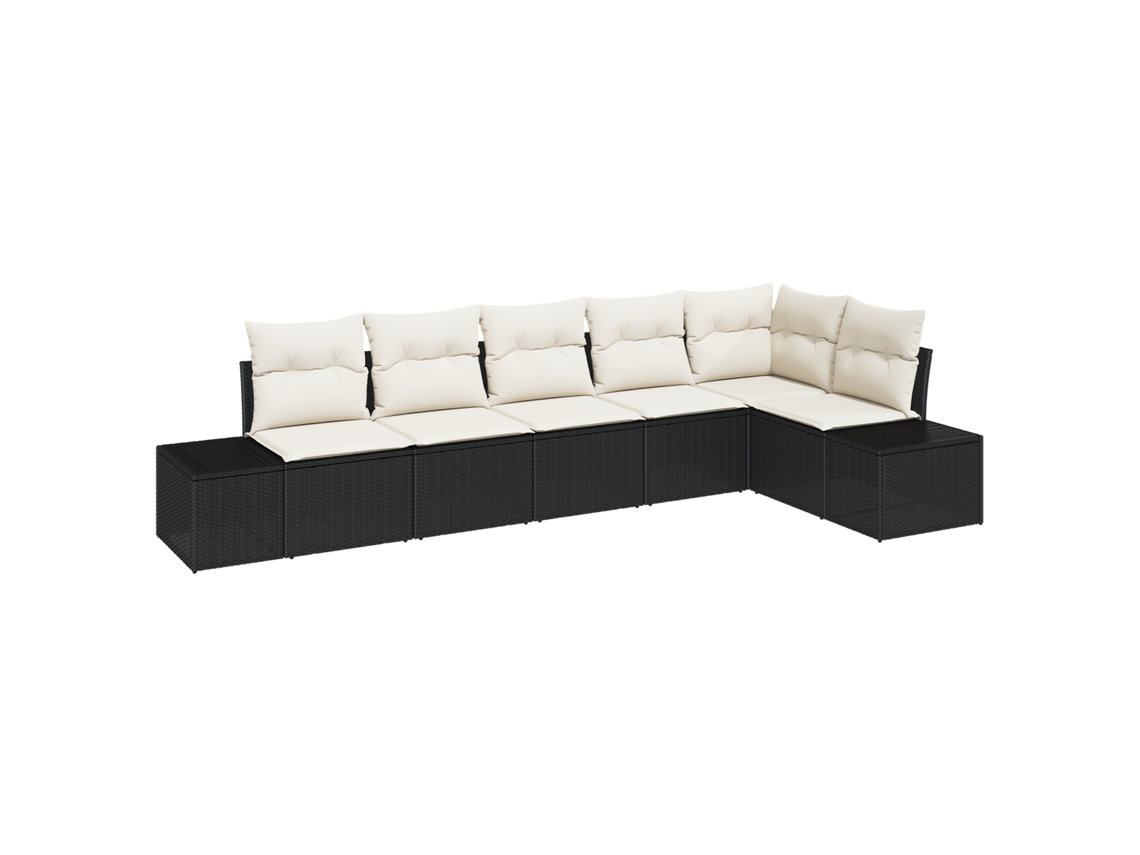 Conjunto 6 Conjunto De Sofá Modular Vidaxl Preto Vime Pe (319 X 154 X 69 Cm)