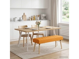 Vidaxl Banco Com Tufting Em Canal Amarelo Escuro 110 X 40 X 46 Cm