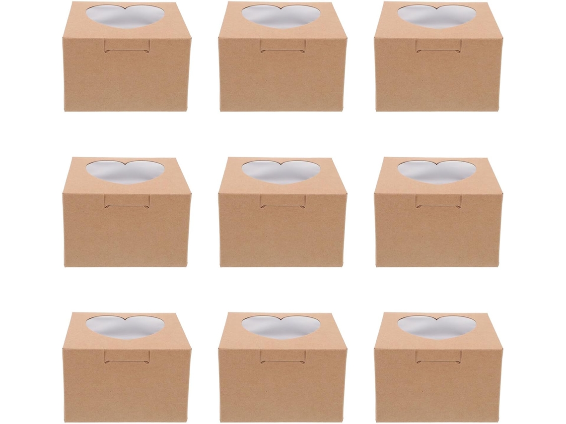Caixas De Papel Kraft Em Formato Coração Fuoyloo, 20 Unidades, Caixa Quadrada Com Janela Transparente, Ideal Para