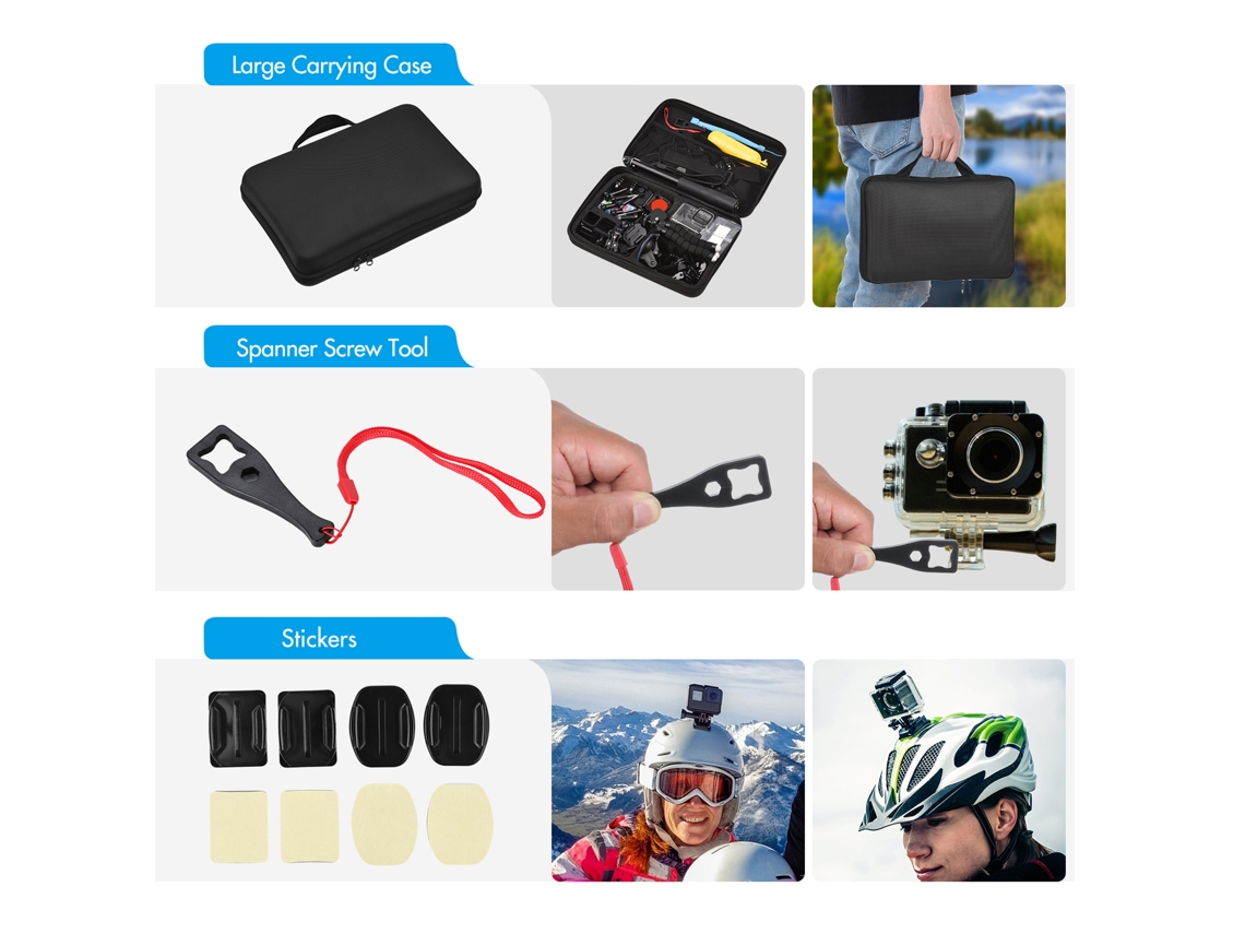 Kit De Acessórios Para Câmera Esportiva Com Estojo Impermeável Para Gopro Hero 10/9 Black E Outras Com Capa De Transporte