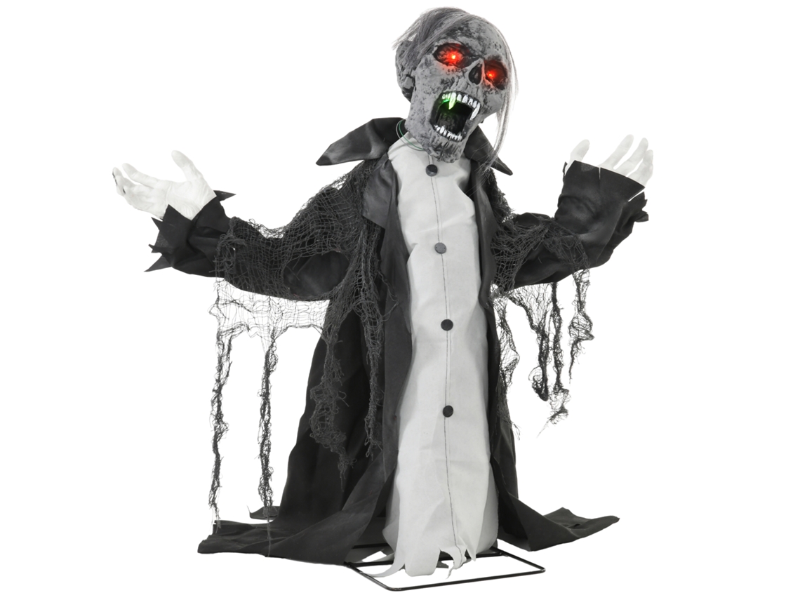 Decoração De Halloween, Esqueleto/zumbi, Móvel, Sensor De Movimento, Leds E Sons, 75 Cm