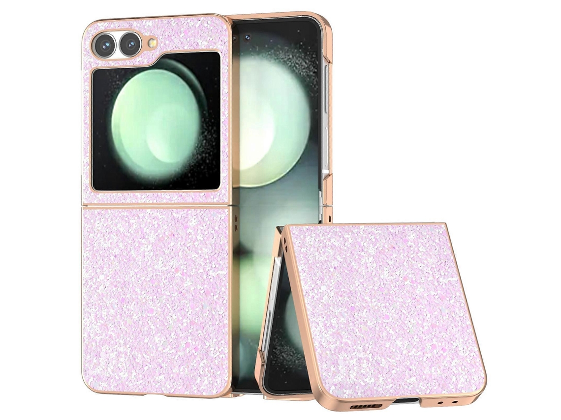 Capa De Celular Com Moldura Galvanizada E Glitter Colorido Para Samsung Galaxy Z Flip6