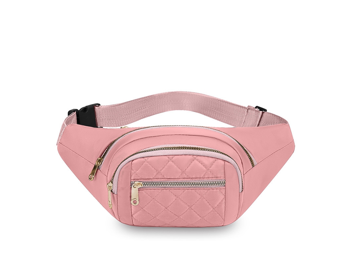 Bolsa de Cintura Feminino em Tecido Oxford Ajustável com Múltiplos Bolsos,rosa DIGITALLAB