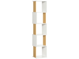 Estante de sala ou escritório com 5 prateleiras, formato em S 33x28x161cm branco S/MARCA