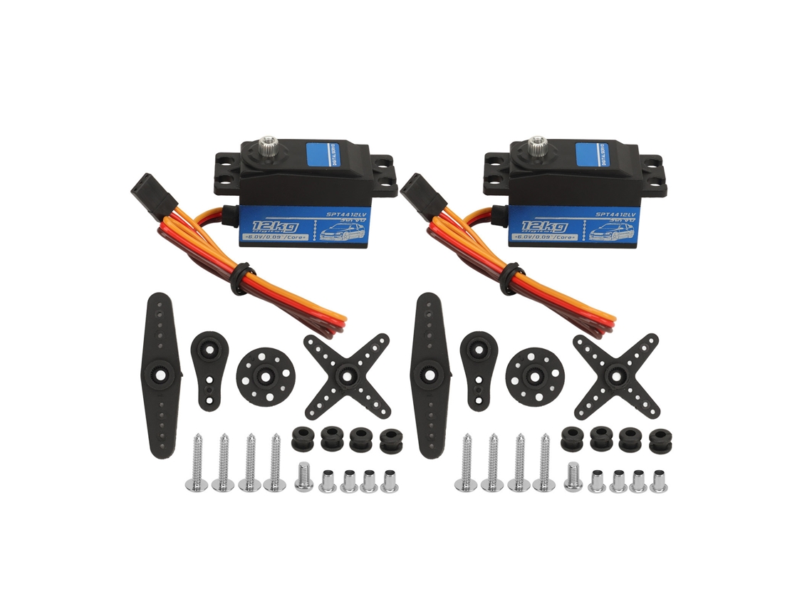Servo Digital Spt 4412lv Azul 12kg Metal Para Carros E Barcos Rc 1/10 Com Braço E Acessórios