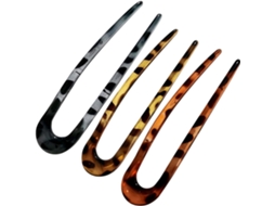 Garfos De Cabelo Em Acetato Em Formato De U, Estilo Chinês, Para Cuidados Com O Couro Cabeludo (3 Unidades)