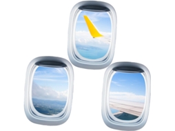 Adesivos Parede Removíveis Janelas Pvc Conjunto 3 Folhas Paisagem Avião Fáceis Aplicar Decoração Fundo Tv GOKOCO