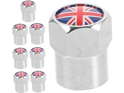 Conjunto de 8 tampas de válvula de pneu de metal com a bandeira britânica para acessórios de carro