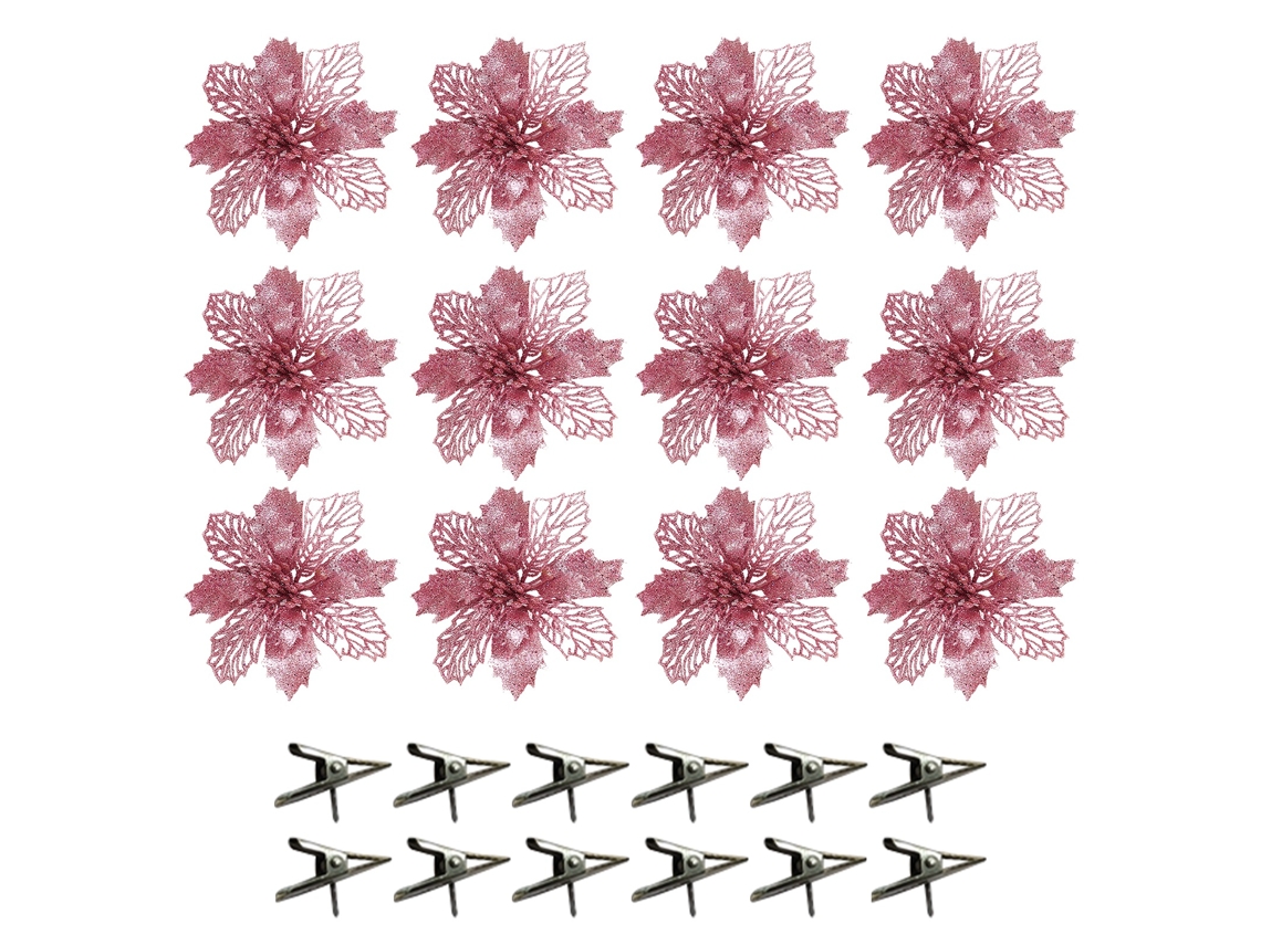 Clips pequenos em rosa com dourado, design flor de Natal, peça única LAXISCREED