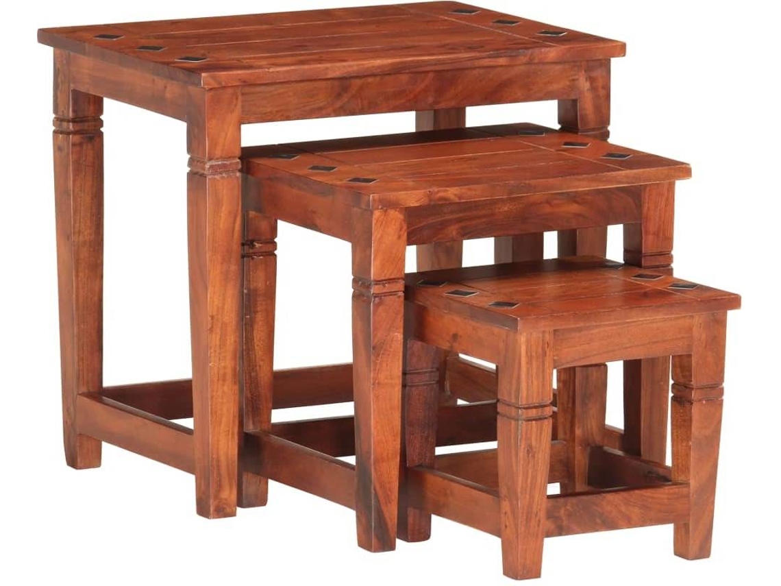 Nesting Table, Nesting Tables Vidaxl Marrom Madeira De Acácia
