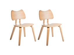 Sillas Retro Con Respaldo Curvado Beliani Diana De Madera De Caucho Marrón 53x56x81