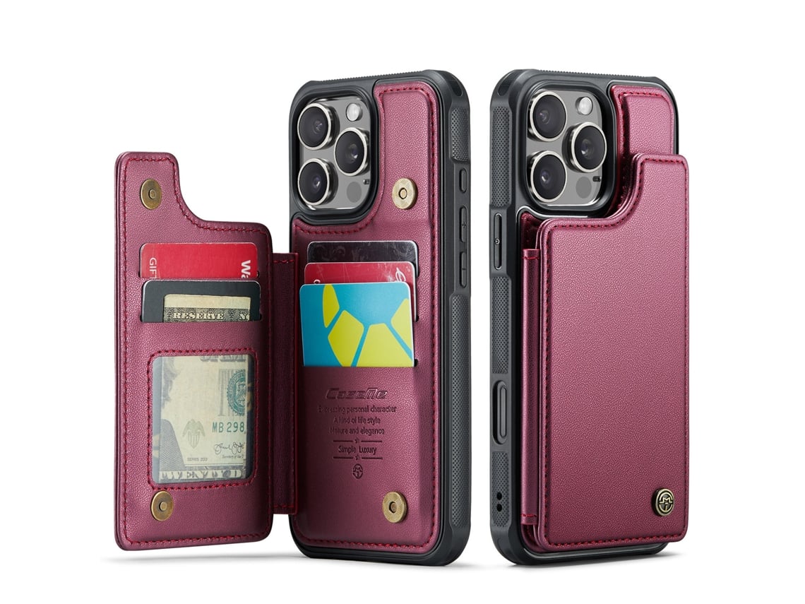 Capa Para Celular Flip Com Compartimento Para Cartõesvermelho - Iphone 16 Pro Max