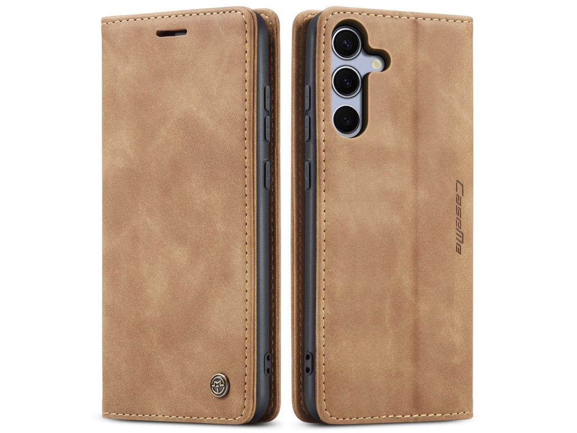 Capa Protetora Flip Para Celular, Anti-queda, Com Encaixe Para Cartão.marrom - Samsung S24