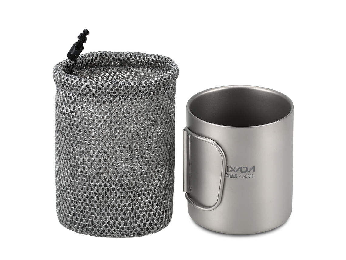 Copo de Titânio 220ml/450ml com Alça Plegável