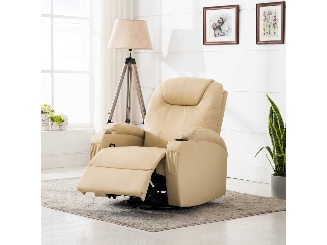 Vidaxl Cadeira De Massagem Reclinável Couro Artificial Creme