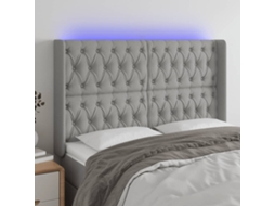 Vidaxl Cabeceira Cama C/ Luzes Led Tecido 147x16x118/128cm Cinza-claro