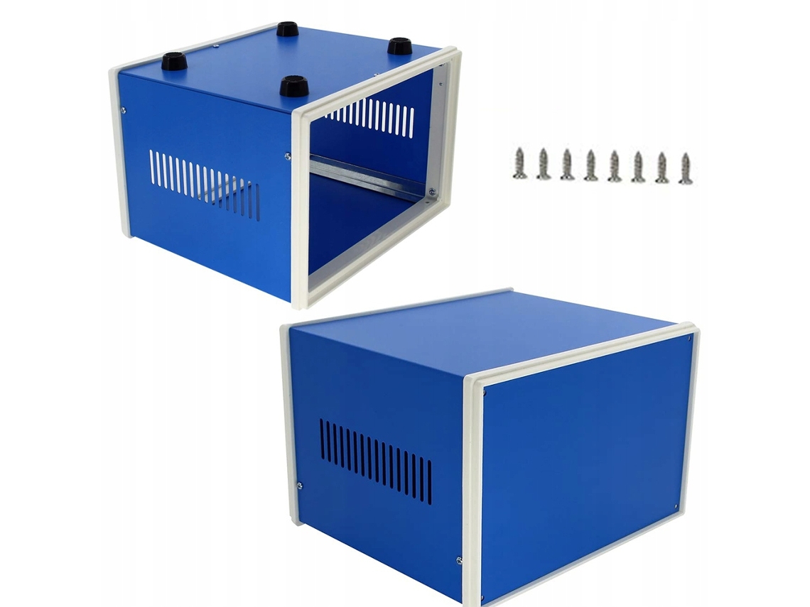 Caixa Metálica Azul 110x250x190mm – Alta Qualidade | Resistente A Corrosao | Projetos Eletrônicos