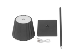 Lâmpada de Mesa Recarregável Led Toque Dimmer para Quarto Sala Preto | S/MARCA