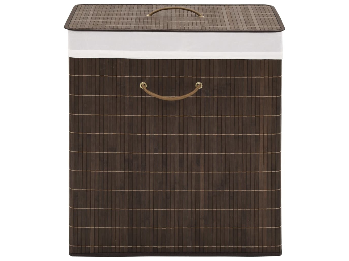 Vidaxl Cesto Retangular Para Roupa Suja Bambu Castanho Escuro