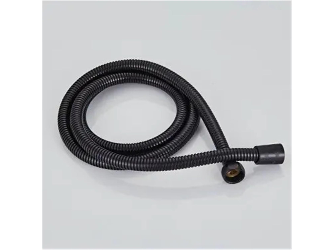 Suporte De Chuveiro Com Gancho, Preto Cromado, Em Latão Maciço, Rosca G1 2, Com Conector Para Mangueira Preta De 150cm