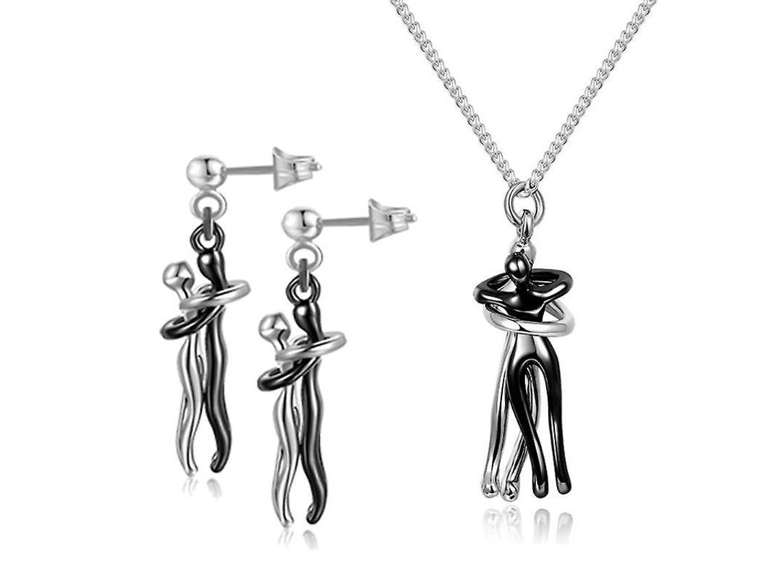 Fasst pendientes Colgantes Y Collar de Abrazo de Amantes Abstracto Amuleto Wicca Regalo Romántico San Valentín para Mujeres