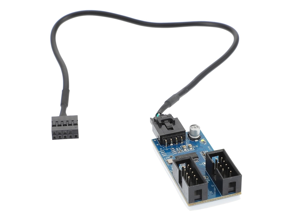 Cabo Extensor Usb 2.0 De 9 Para 1 Para 2 Conectores Para Pc, Adaptador Hub Para Desktop, Design Estável E Cabo Blindado, Preto. Gokoco
