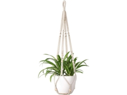 Colgador De Plantas Interior Com Contas De Madeira Porta-macetas Decorativo Sem Borlas Para Jardim E Varanda