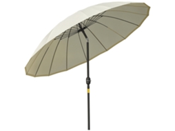 Ombrellone Da Giardino Rotondo E Basculante Con 18 Stecche, Manovella, Palo In Metallo, Fibra Di Vetro, Ø 2,5 M, Poliestere Ad Alta Densità, Beige