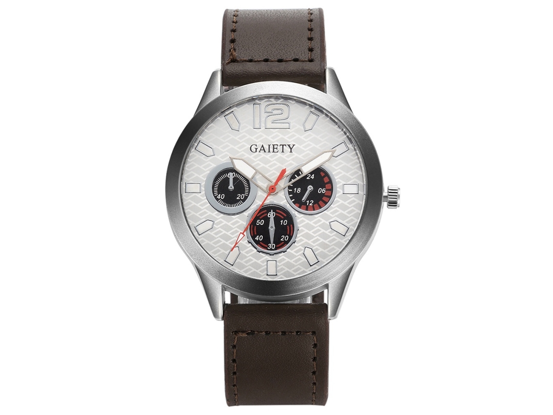 Reloj De Pulsera Hombre Casual Gaiety De Cuarzo Analógico Con Correa De Pu Marrón Oscuro