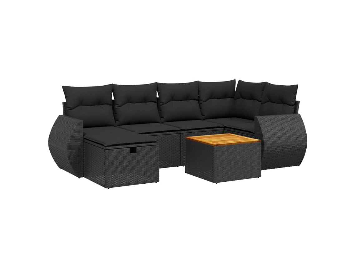 Garden Sofa Set, Garden Sofa Sets Vidaxl Preto Rattan / Vime (n/a)