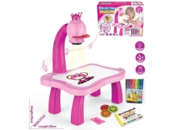 Pink1 KIT DE PINTURA com caixa Crianças Led PROJETOR Art Board desenho projetor aprendizagem - consultoria de escritório S/MARCA