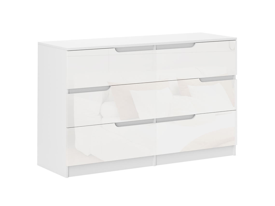 Cómoda com 6 Gavetas Cómoda de Dormitório Moderna com Sistema Anti tombo 120x40x75 Cm Branco