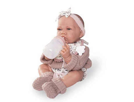 Boneca Recém Nascida Lua Bolitas Babador 42 cm Antonio Juan