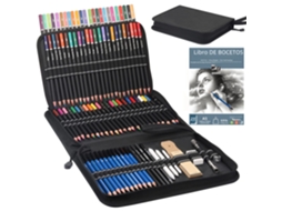 Conjunto Avançado de Pincéis com 96 Canetas Artísticas, Incluindo 72 Giz de Cera e 24 Estojos para Desenho AQUAFORGE