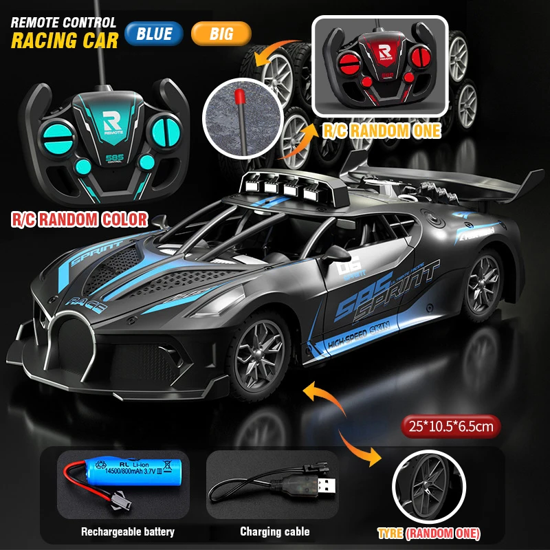 Carro de Drift com Controle Remoto, Brinquedo Infantil, Rádio Controle MDUG (azul 25cm)