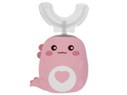 Escova de Dentes Elétrica Infantil em Formato U com Cerdas Silicone Macias e Estampa Vibrante Animais. GOKOCO