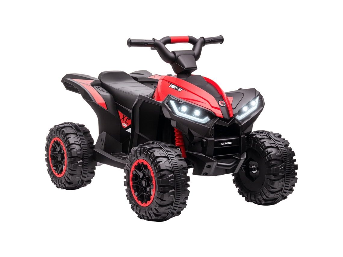 Quad Elétrico para Crianças de 3 a 5 Anos Bateria Elétrica 12v com 2 Motores 83x53x55,5 Cm Preto e Vermelho Ge