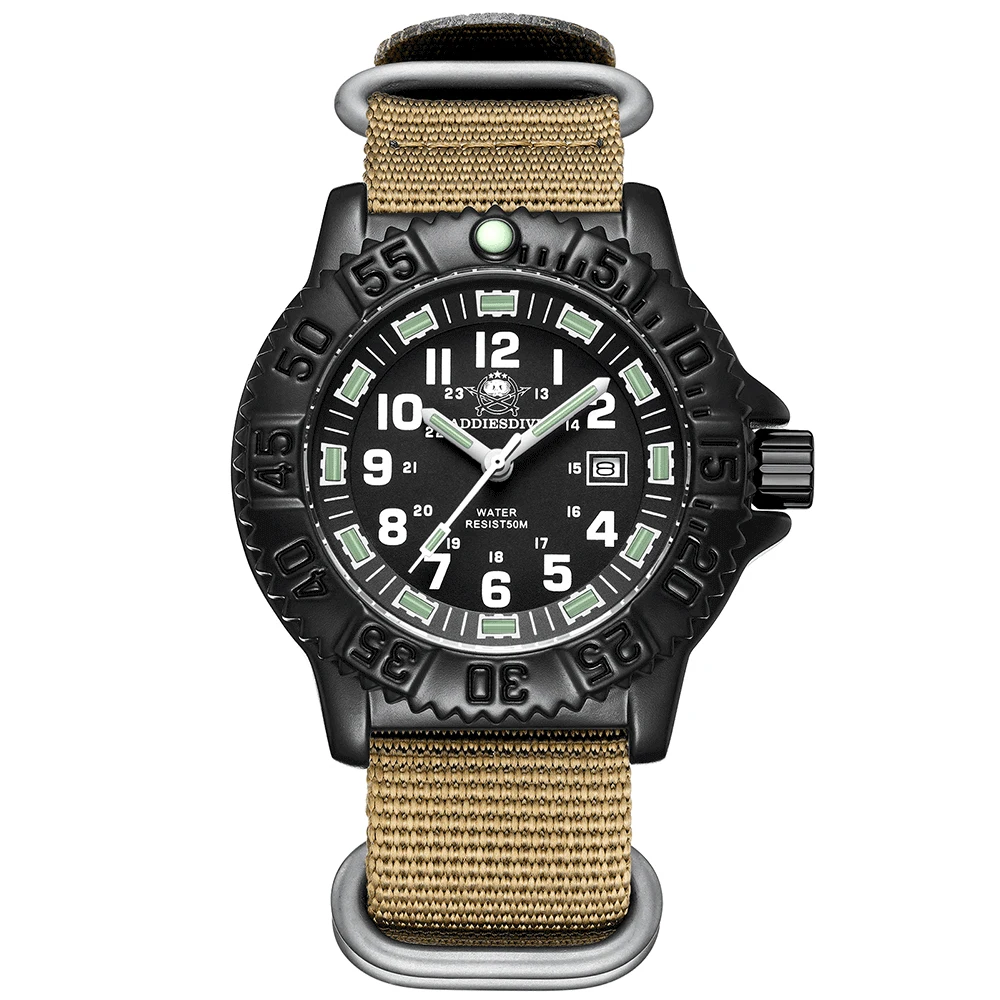 Relógio de Quartzo Luminoso de Luxo Masculino MDUG (cáqui)