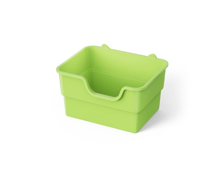 Amicura Cura Lite Caixa de areia dobrável para gatos, 50 x 38,7 x 30,3 cm, bacia funda, evita que a areia se espalhe, tamanho espaçoso, verde