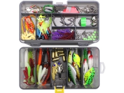 Kit De Iscas De Pesca Linjou Com Iscas Artificiais, Anzóis, Swivels E Caixa De Ferramentas - Para Água Doce E Salgada