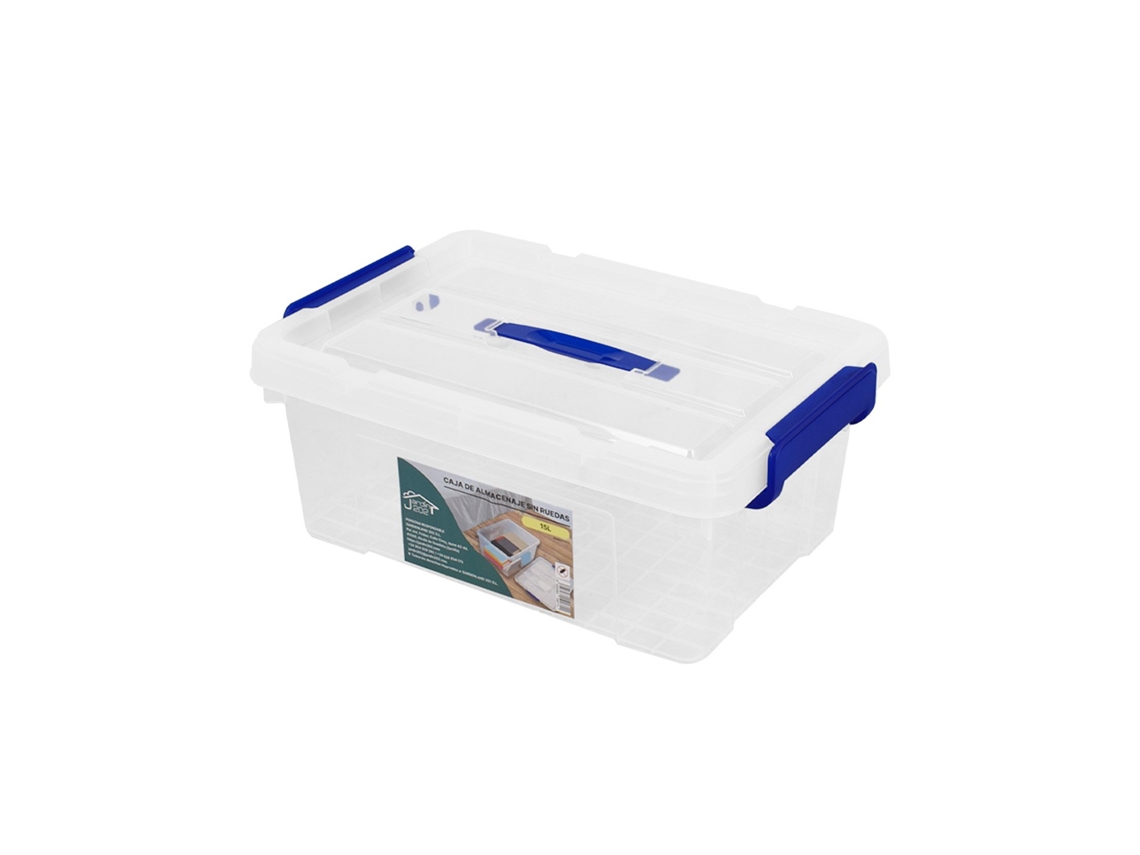 Cajas De Almacenaje Ordenación De Plástico Transparentes Con Tapa Azul | Con Y Sin Ruedas | Ropa, Libro, | Juguestes 15l Pack 2 Uds