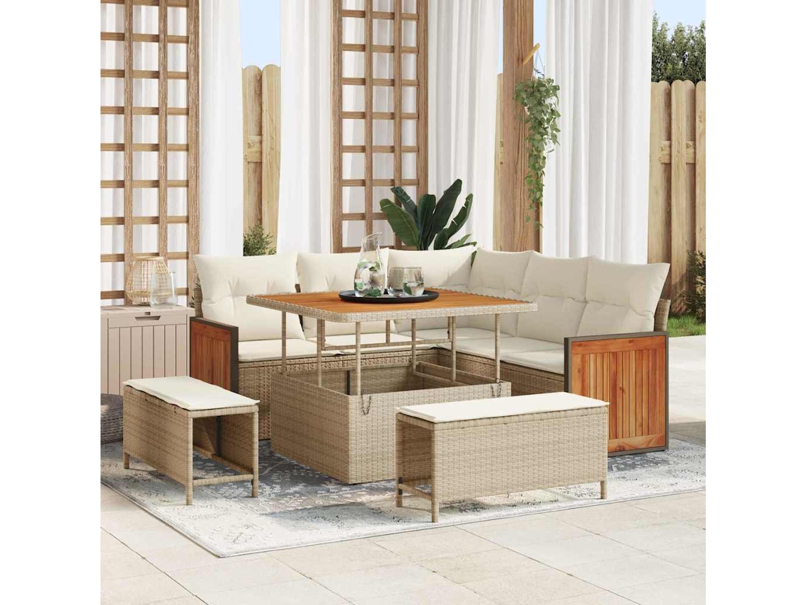 Vidaxl Conjunto De Sofá De Jardim 9 Unid. 8-número De Lugares