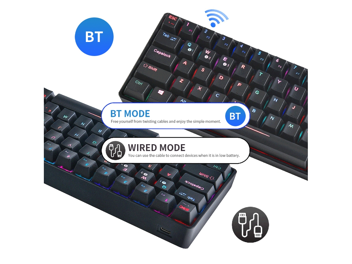 Teclado Mecânico LAXISCREED 64 Teclas Rgb