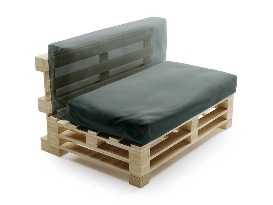Almofada Amovível Para Paletes Conjunto Poliéster Bananair 120x60 Cm Cinzento Escuro