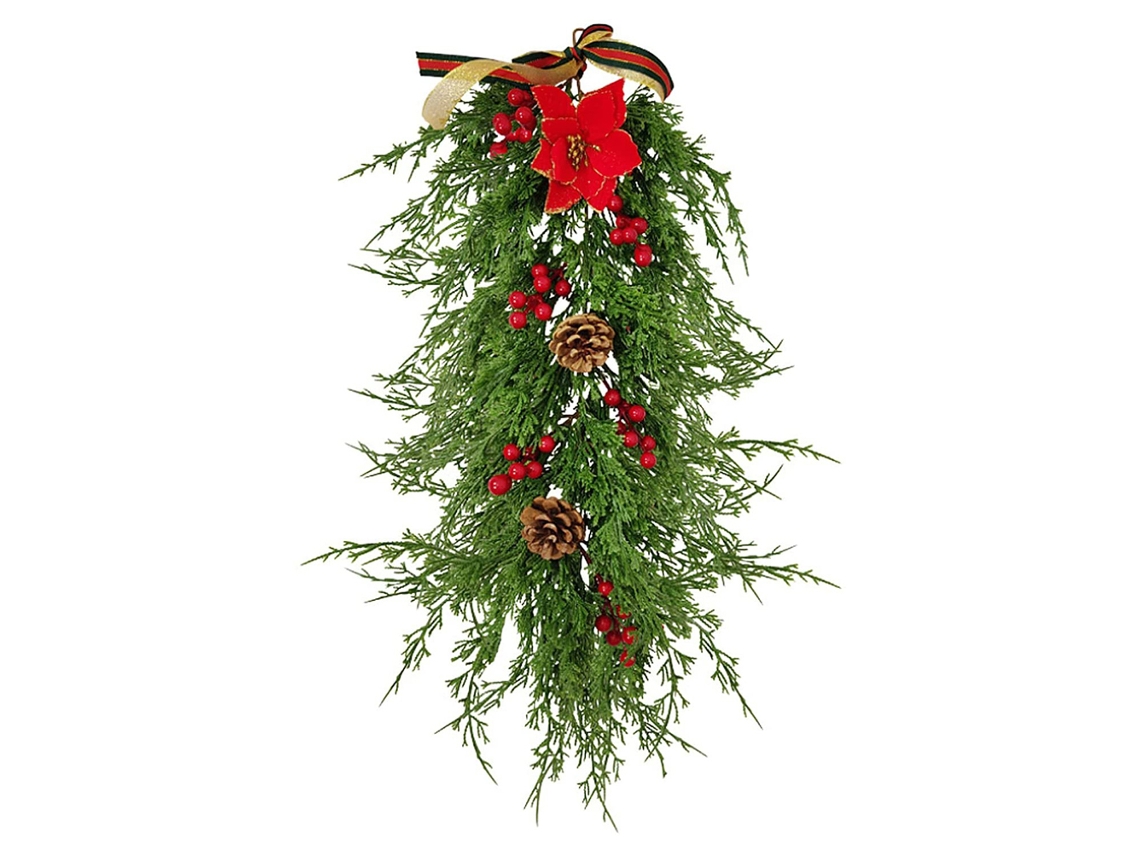 Girlanda de Ramo de Pinheiro Natal com Frutos Vermelhos 65cm S/MARCA